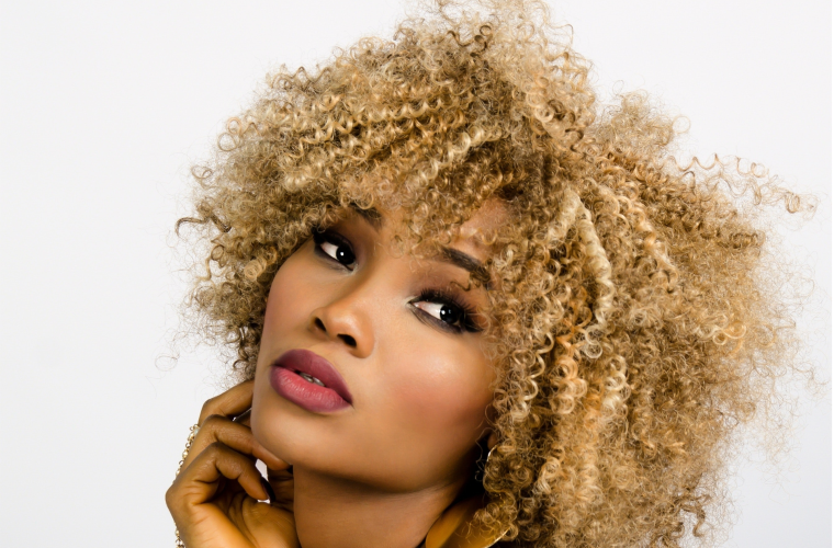 african american honey blonde natural curly hair - Tony Crystal Labs